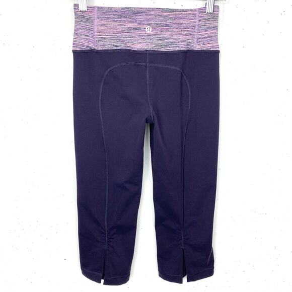 Lululemon Womens Gather & Crow Crop II Full On Luon Black Grape Space Dye Size 4 - Picture 10 of 12